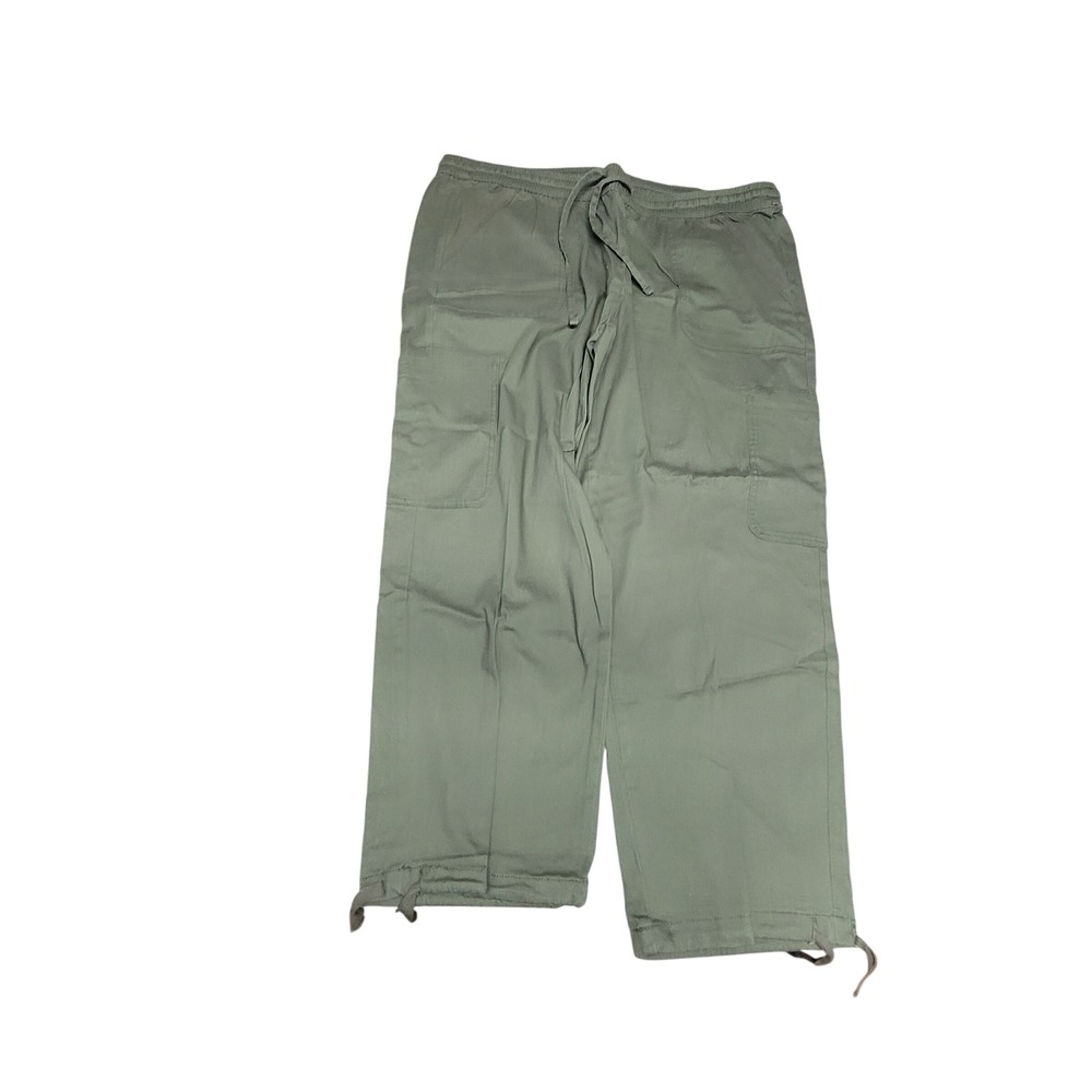 Falls Creek Womens 3X Green Drawstring Cargo Pants Elastic Waist New